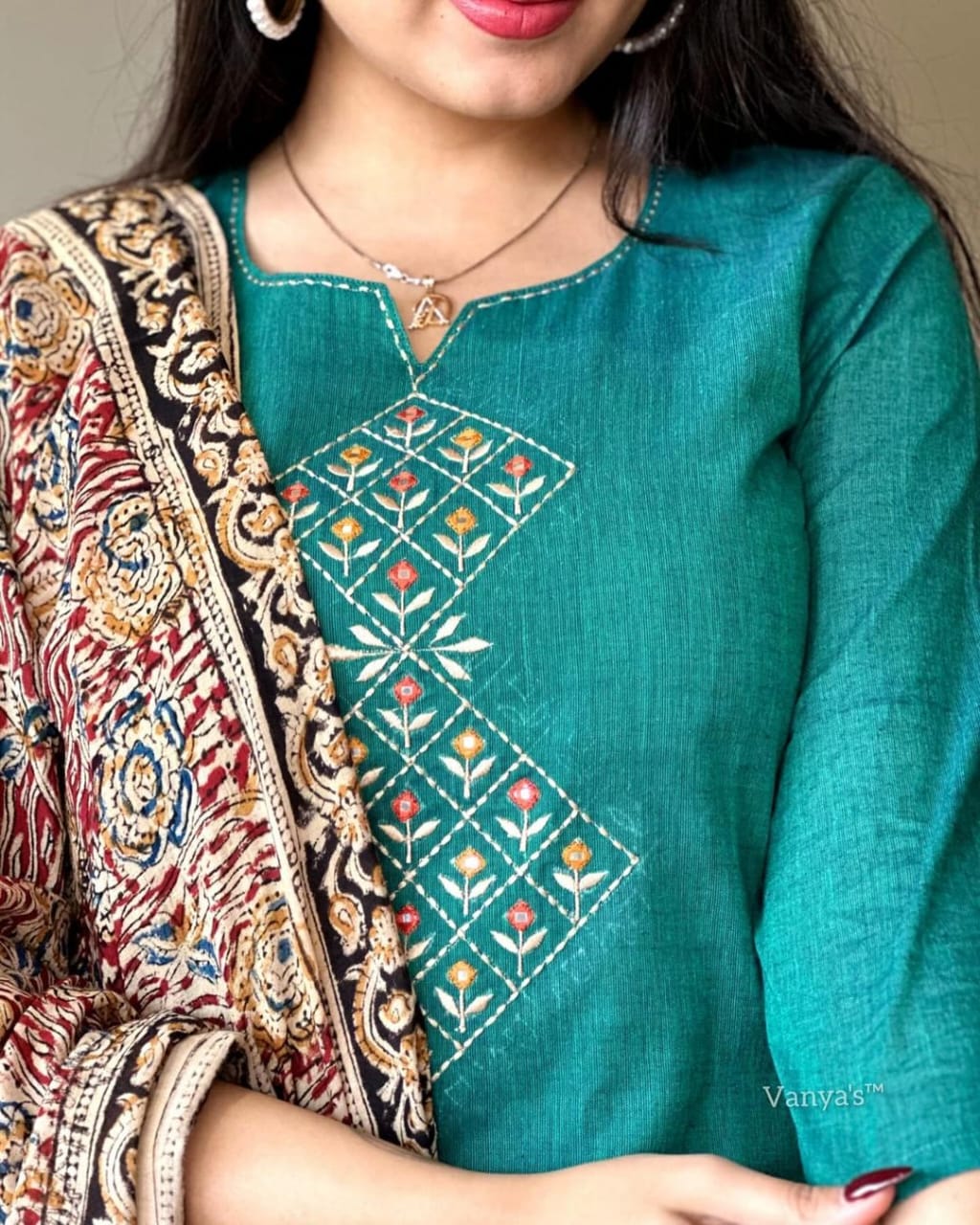 Biba Pure Handloom South Cotton Hand Printed Chitrkari Dupatta And Pant