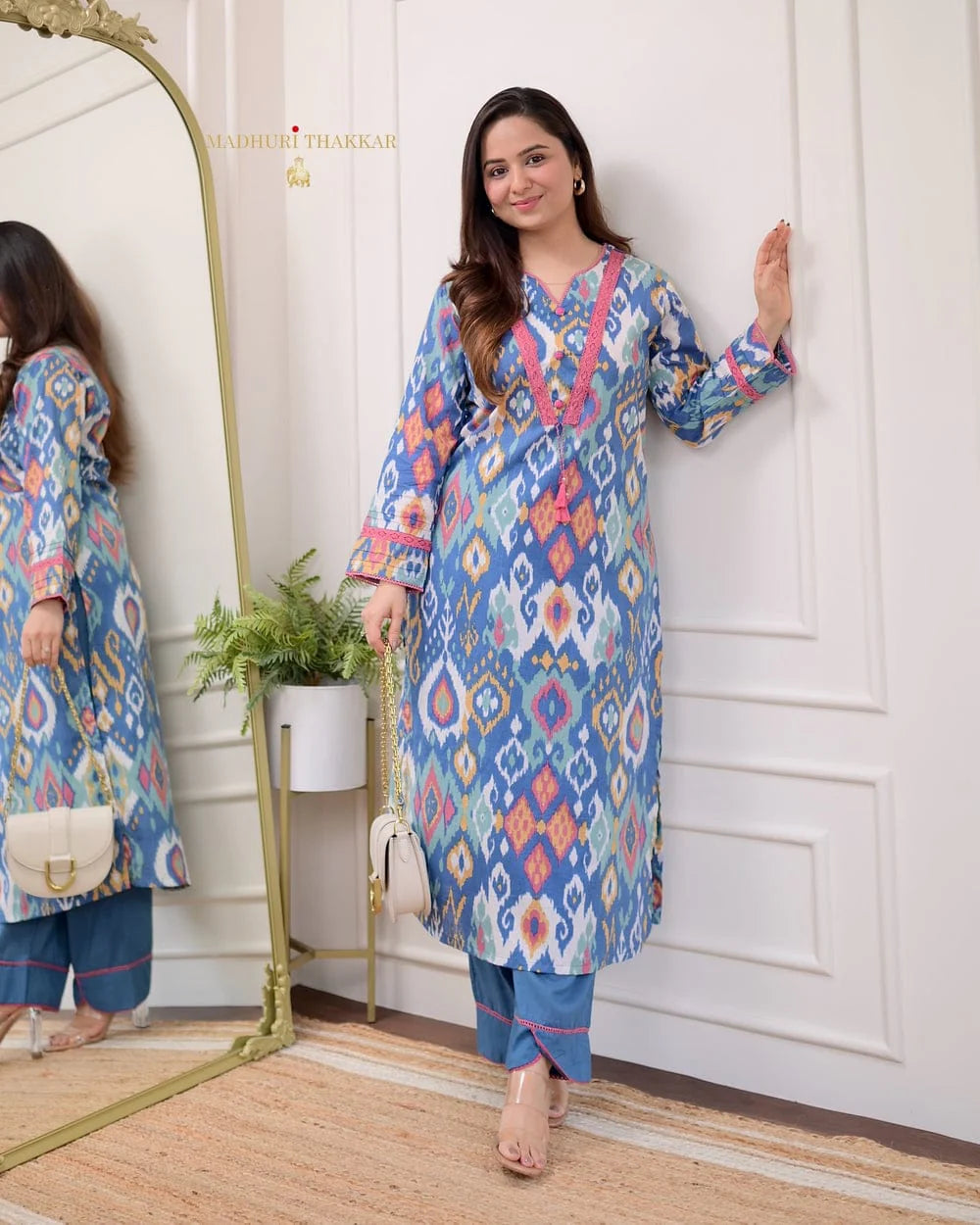 Biba Premium Cotton Printed Designer Kurti With Bottom Set