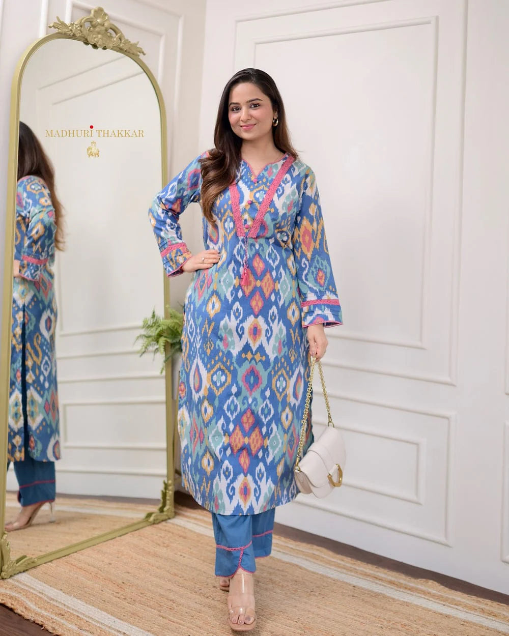 Biba Premium Cotton Printed Designer Kurti With Bottom Set