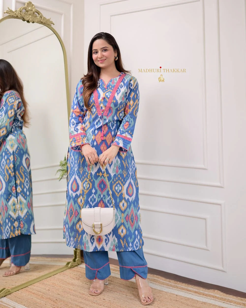 Biba Premium Cotton Printed Designer Kurti With Bottom Set