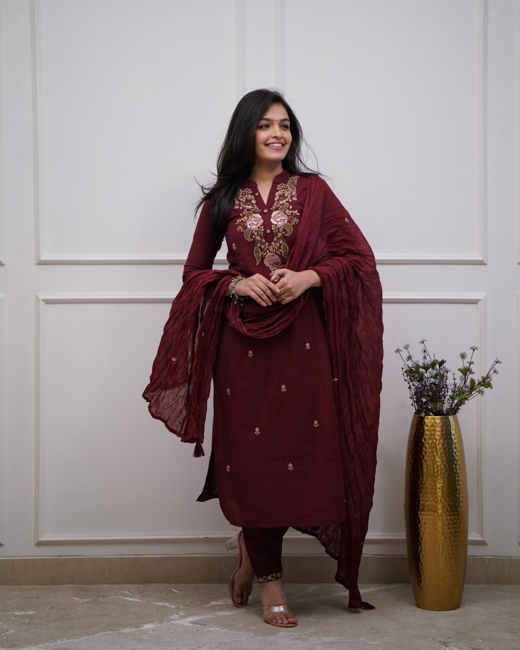 Biba Beautiful Pure Cotton Super Dying Embroidery Suit