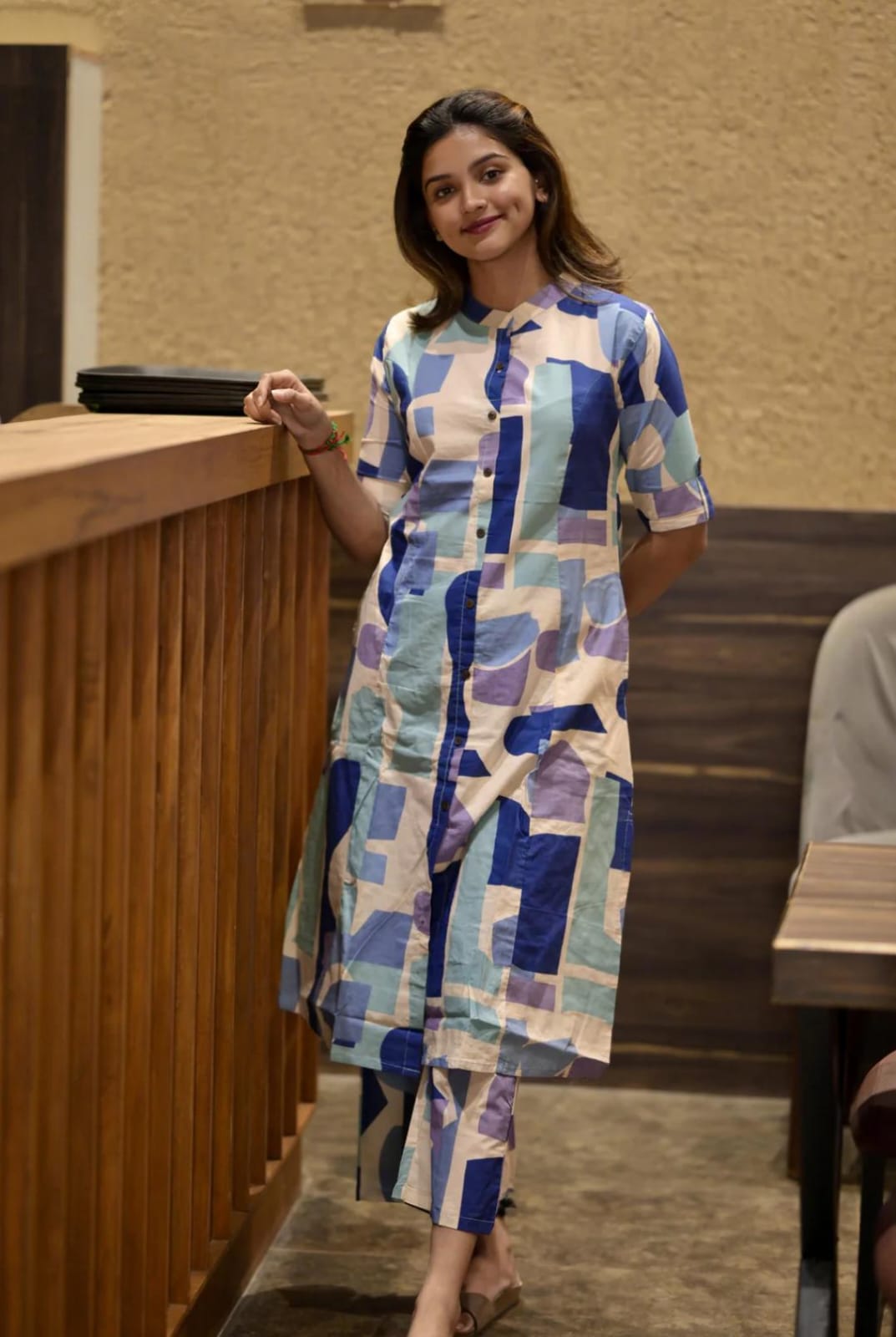 Biba Abstract Print Cotton Kurta Set With Pants – Modern Co-Ord Style