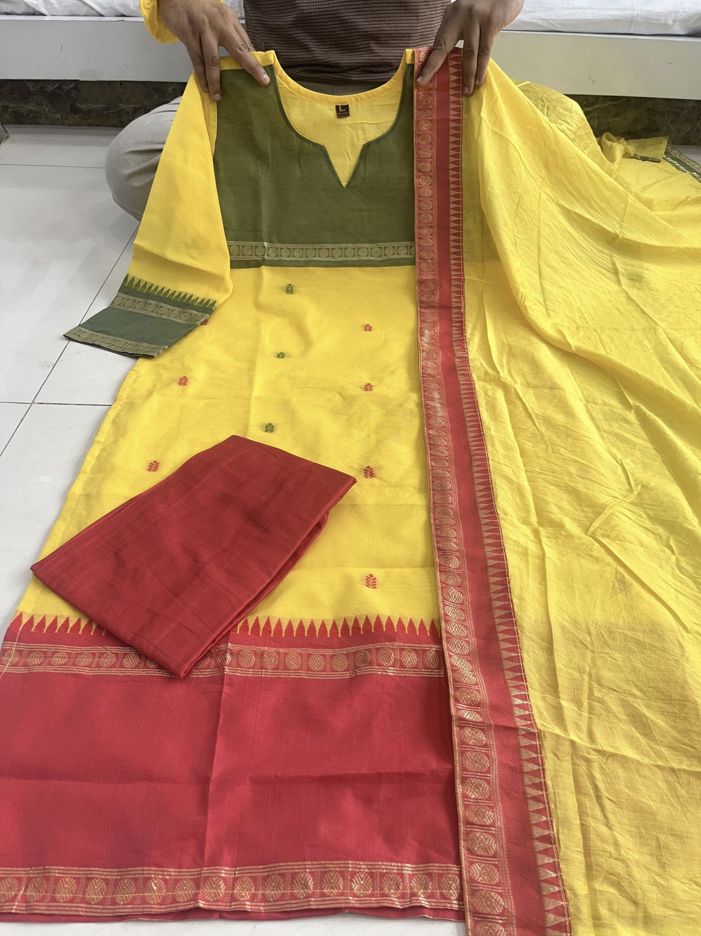 Biba Elegant Kanchi Cotton Suit Set With Jaquard Dupatta For Women
