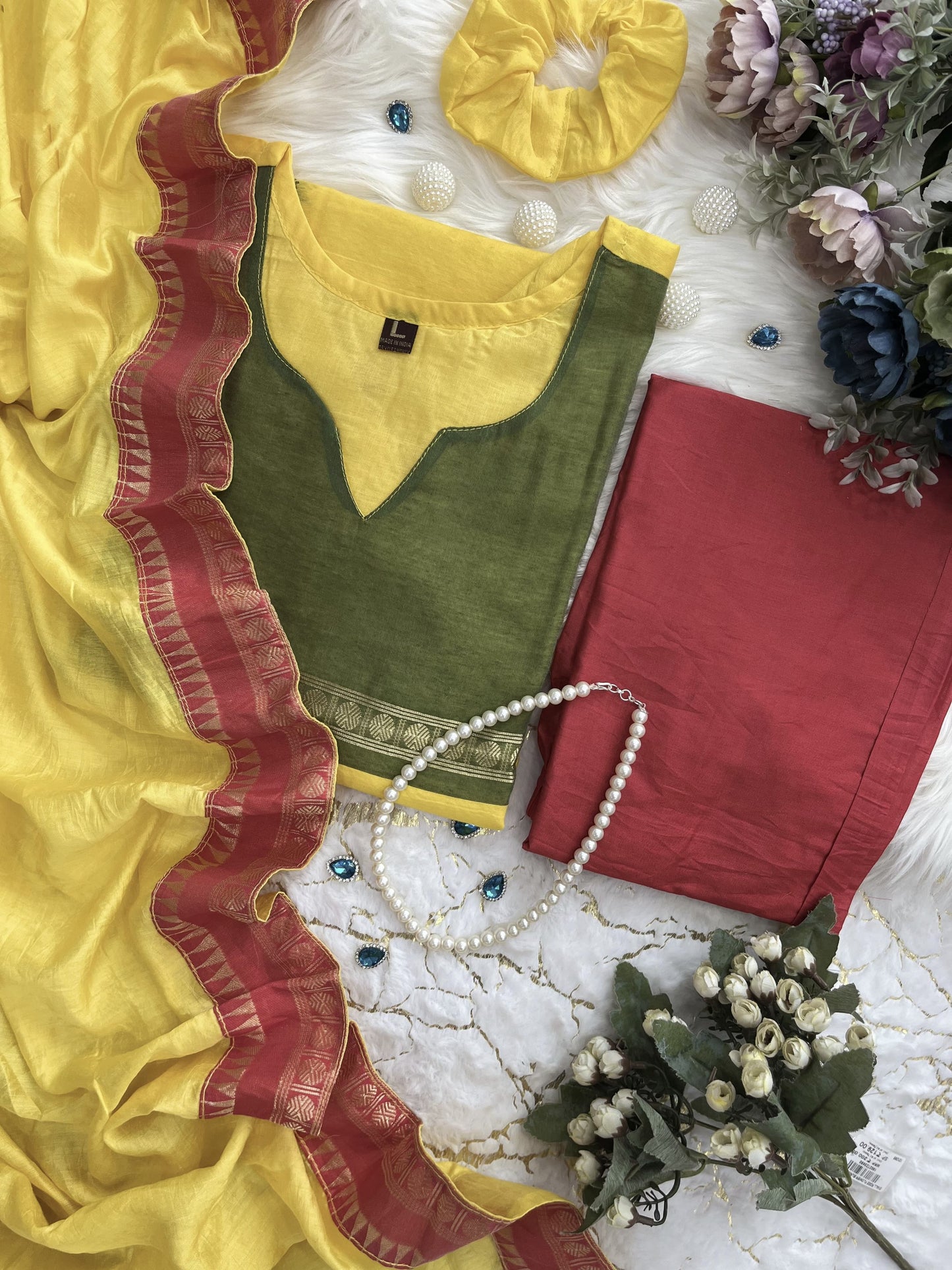 Biba Elegant Kanchi Cotton Suit Set With Jaquard Dupatta For Women