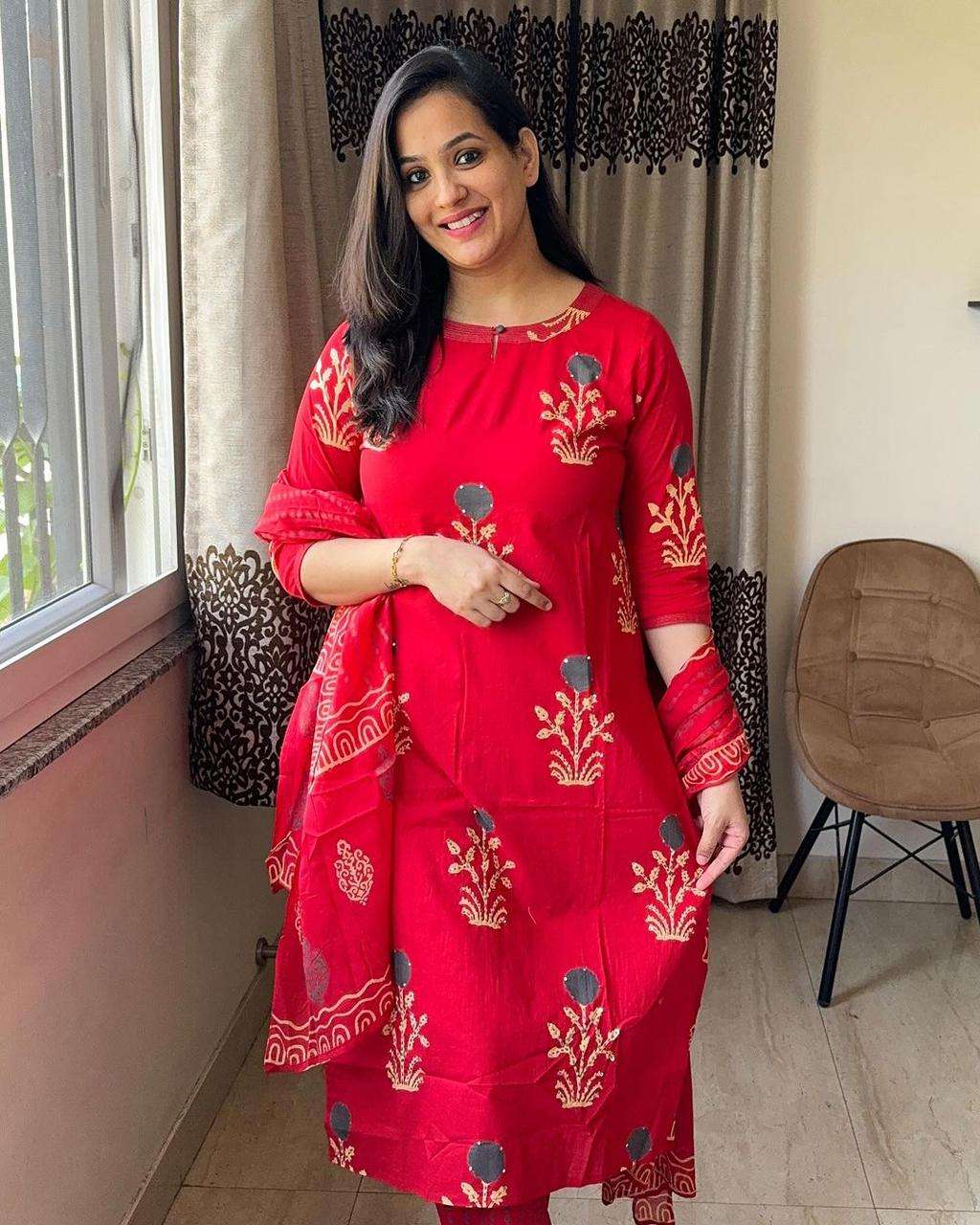 Biba Pure Fine Cotton Fabric Kurti With Pant And Dupatta