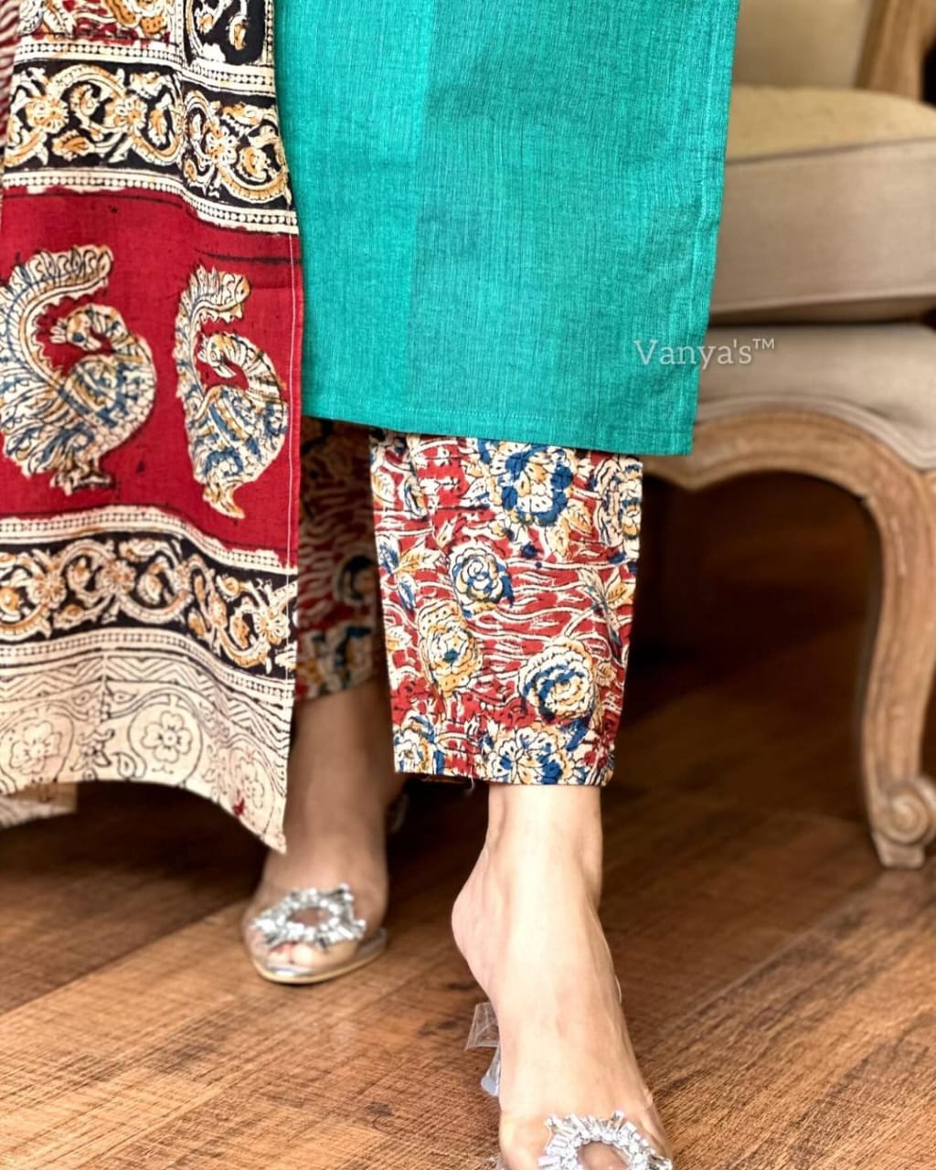 Biba Pure Handloom South Cotton Hand Printed Chitrkari Dupatta And Pant