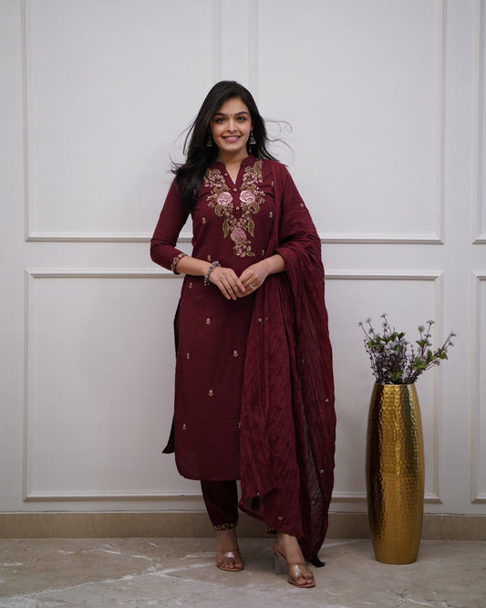 Biba Beautiful Pure Cotton Super Dying Embroidery Suit