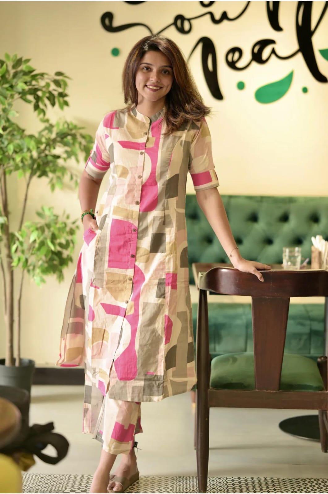 Biba Trendy Multicolor Abstract Print Cotton Co-Ord Set