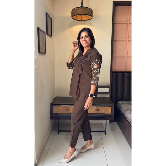 Biba Chic Coffee Brown Embroidered Co-Ord Set